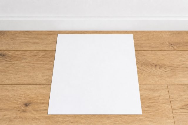 Place a sheet of paper on a flat floor against a wall.