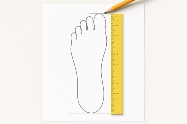 Mark the longest toe, then measure the distance in centimeters.